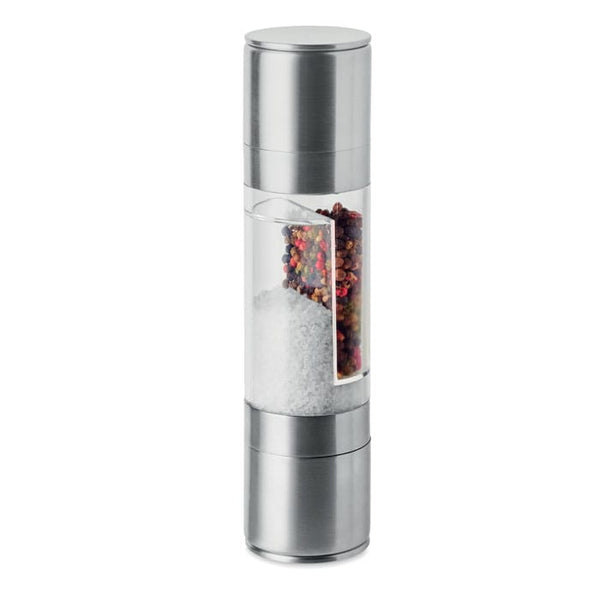 Macina sale e pepe 2 in 1 Color argento - personalizzabile con logo