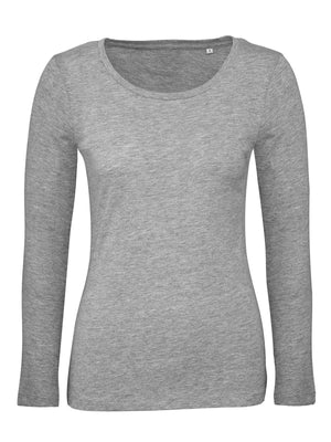 Maglietta maniche lunghe Organica donna grigio / L - personalizzabile con logo