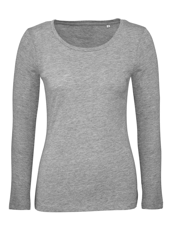 Maglietta maniche lunghe Organica donna grigio / L - personalizzabile con logo