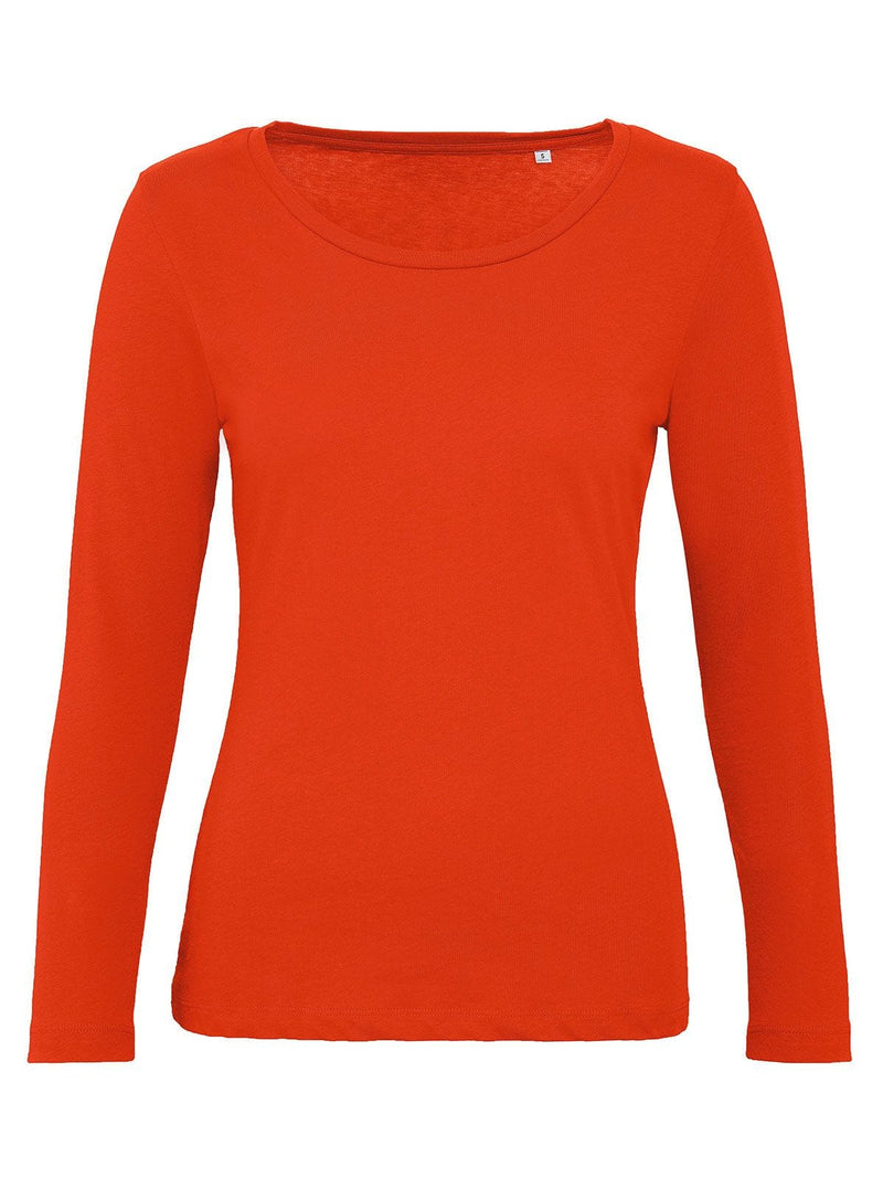 Maglietta maniche lunghe Organica donna rosso / L - personalizzabile con logo