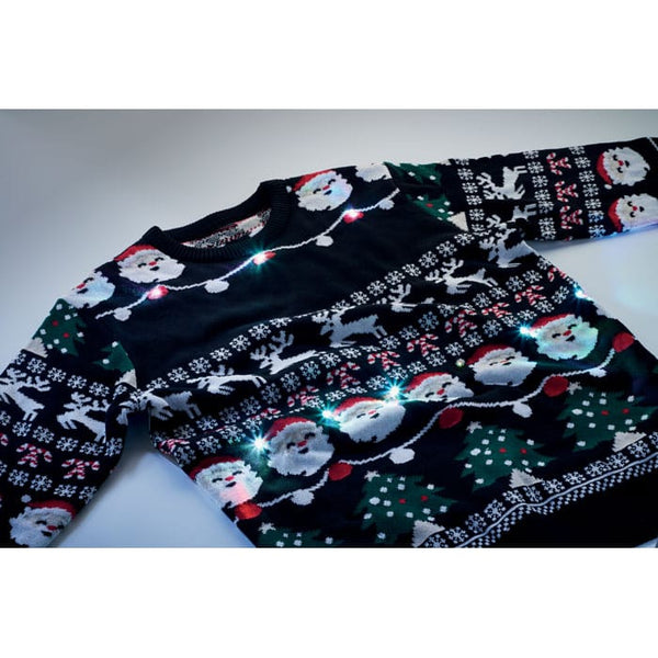 Maglione natalizio a LED L/XL Nero - personalizzabile con logo