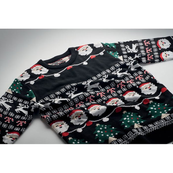 Maglione natalizio a LED L/XL Nero - personalizzabile con logo