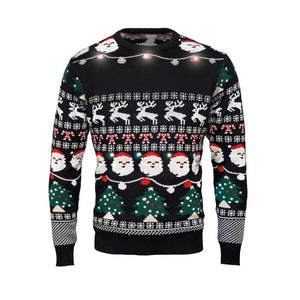 Maglione natalizio a LED L/XL Nero - personalizzabile con logo