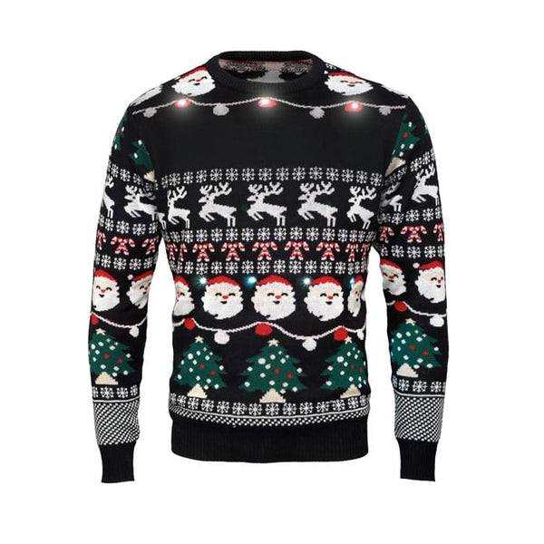 Maglione natalizio a LED L/XL Nero - personalizzabile con logo