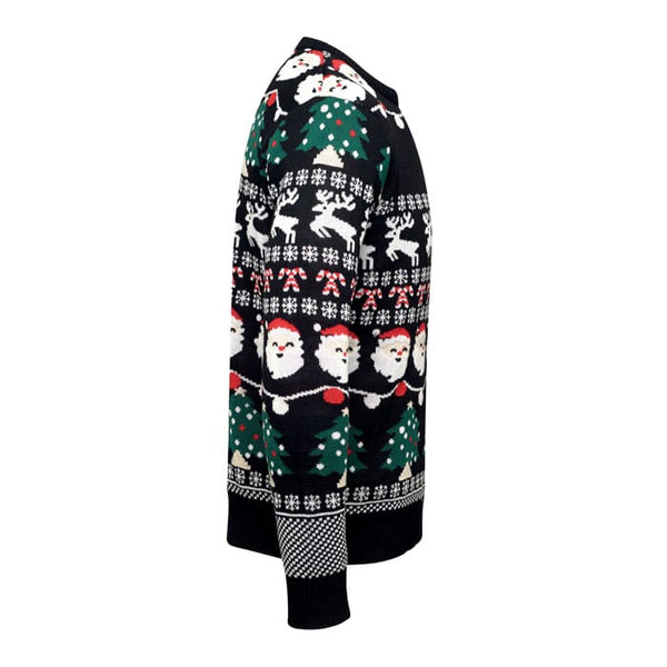 Maglione natalizio a LED L/XL Nero - personalizzabile con logo