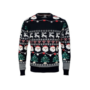 Maglione natalizio a LED S/M Nero - personalizzabile con logo