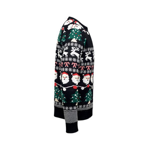 Maglione natalizio a LED S/M Nero - personalizzabile con logo