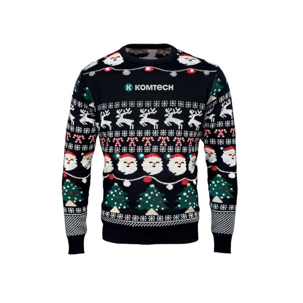 Maglione natalizio a LED S/M Nero - personalizzabile con logo