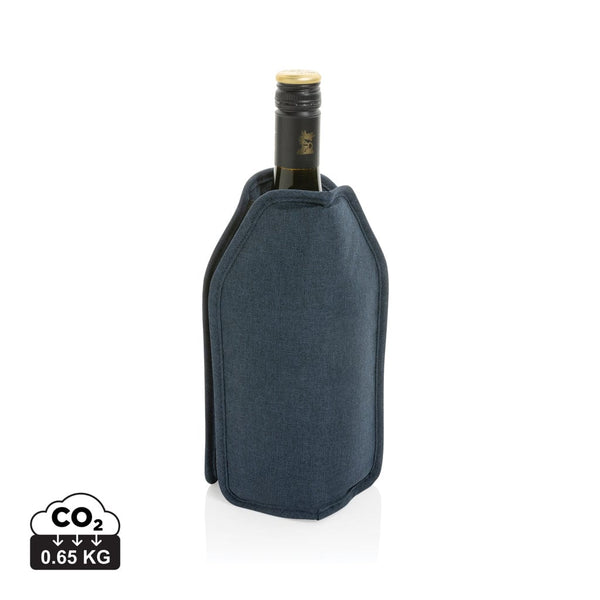 Manicotto termico Vino in rPET AWARE™ blu navy - personalizzabile con logo