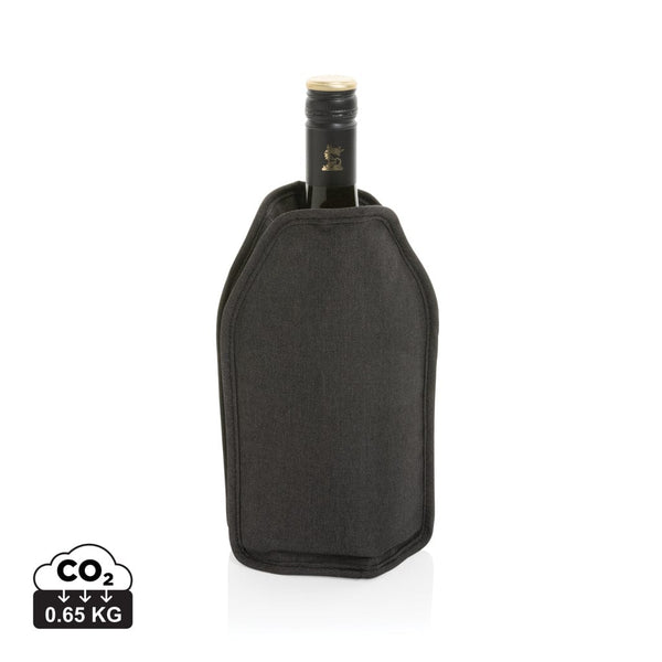 Manicotto termico Vino in rPET AWARE™ nero - personalizzabile con logo