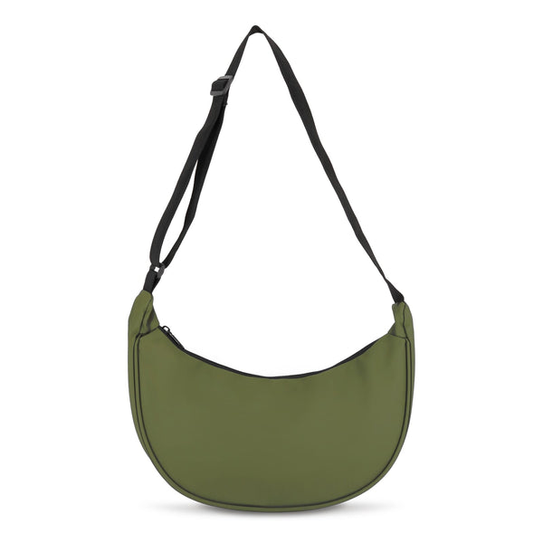 Marsupio Borsa a tracolla a mezza luna in R-PET verde calce - personalizzabile con logo