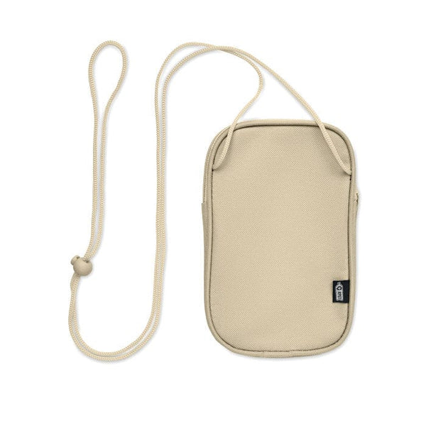 Marsupio da viaggio RPET beige - personalizzabile con logo