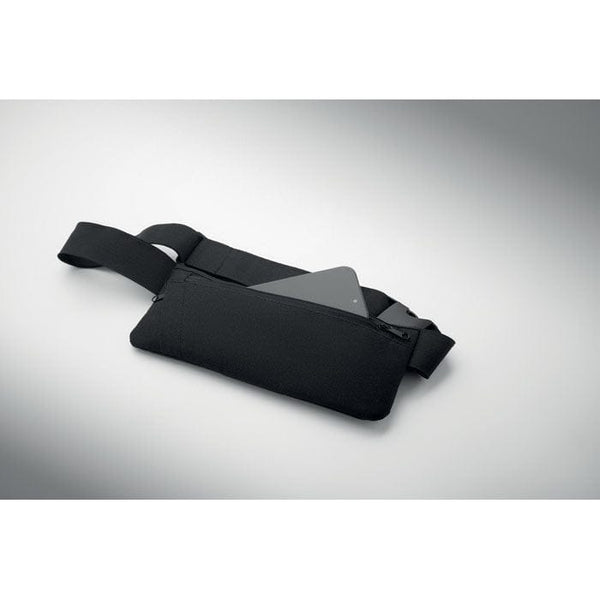 Marsupio sportivo 600D RPET Nero - personalizzabile con logo