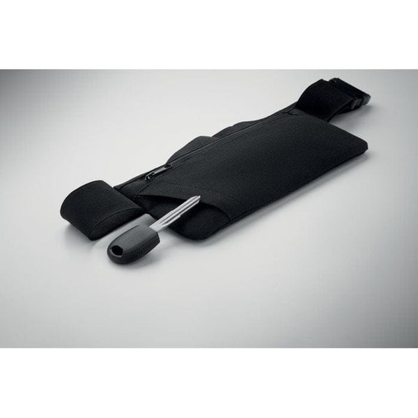 Marsupio sportivo 600D RPET Nero - personalizzabile con logo