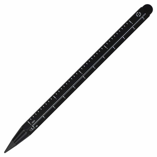 Matita infinity e righello in alluminio riciclato Nero - personalizzabile con logo