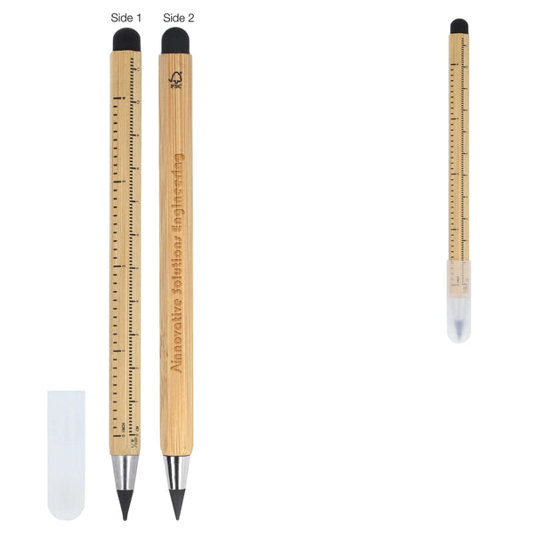 Matita infinity e righello in bambù natural - personalizzabile con logo