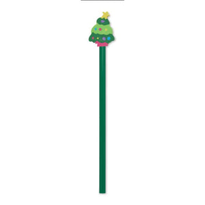 Matita natalizia con gomma Verde - personalizzabile con logo