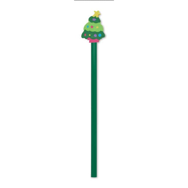Matita natalizia con gomma Verde - personalizzabile con logo