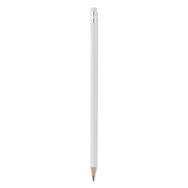 Matita naturale con gomma Bianco - personalizzabile con logo