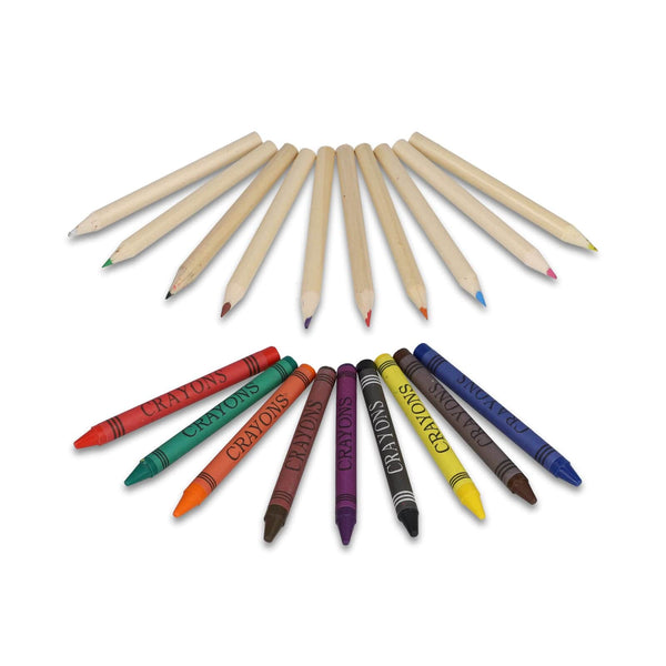 Matite e pastelli cera colorati in scatola kraft natural - personalizzabile con logo