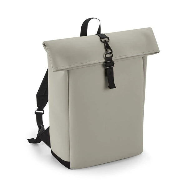 Matte PU Roll-Top Backpack beige - personalizzabile con logo