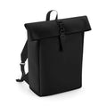 Matte PU Roll-Top Backpack nero - personalizzabile con logo