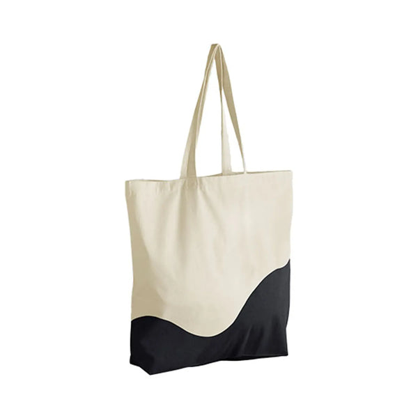 Maxi Shopper in cotone organico a Onda beige - personalizzabile con logo