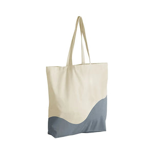 Maxi Shopper in cotone organico a Onda bianco - personalizzabile con logo