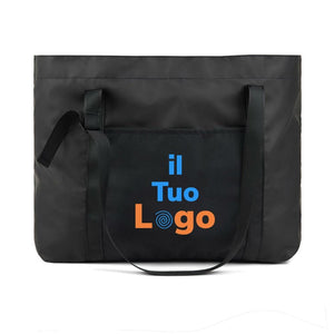 Maxi shopper VINGA Livorno in poliestere riciclato GRS nero - personalizzabile con logo