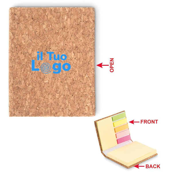 Memopad in sughero 8x10,5 cm beige - personalizzabile con logo