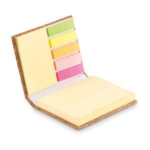 Memopad in sughero 8x10,5 cm beige - personalizzabile con logo