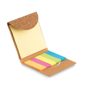 Memopad in sughero 8x5 cm beige - personalizzabile con logo