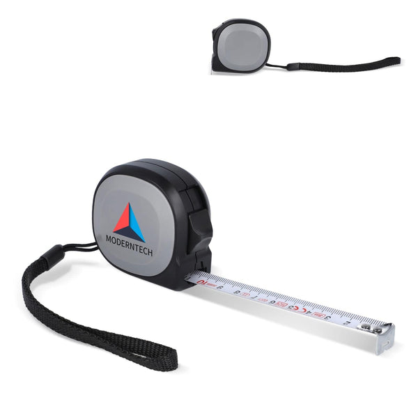 Metro a nastro 5M nero & grigio - personalizzabile con logo