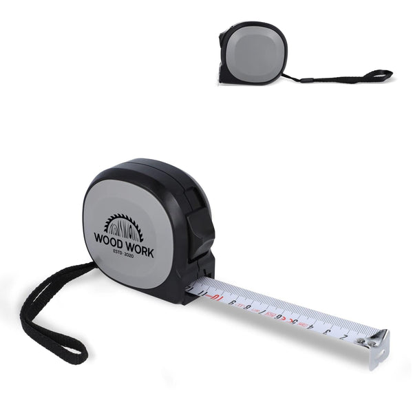 Metro a nastro 7,5M nero & grigio - personalizzabile con logo