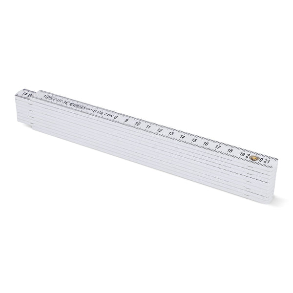 Metro pieghevole calibrato da 2 m Bianco - personalizzabile con logo