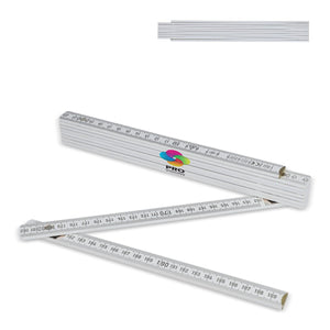 Metro pieghevole in legno 2m UE Bianco - personalizzabile con logo