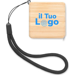 Metro retrattile in bamboo 1m beige - personalizzabile con logo