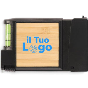 Metro retrattile multifunzione Nero - personalizzabile con logo