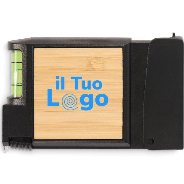 Metro retrattile multifunzione Nero - personalizzabile con logo