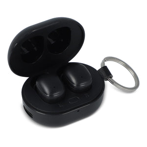 Mini auricolari senza fili formato portachiavi Nero - personalizzabile con logo