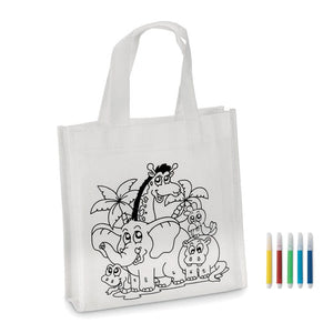 Mini borsa shopper da colorare bianco - personalizzabile con logo