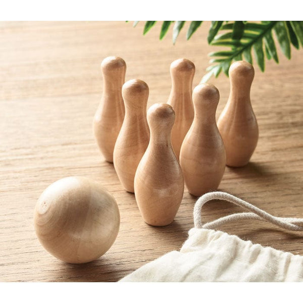 Mini bowling in legno di pino natural - personalizzabile con logo