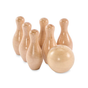 Mini bowling in legno di pino natural - personalizzabile con logo