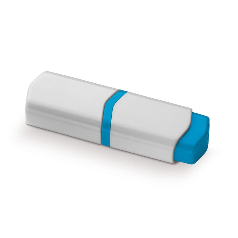 Mini evidenziatore mini Bianco / blu - personalizzabile con logo