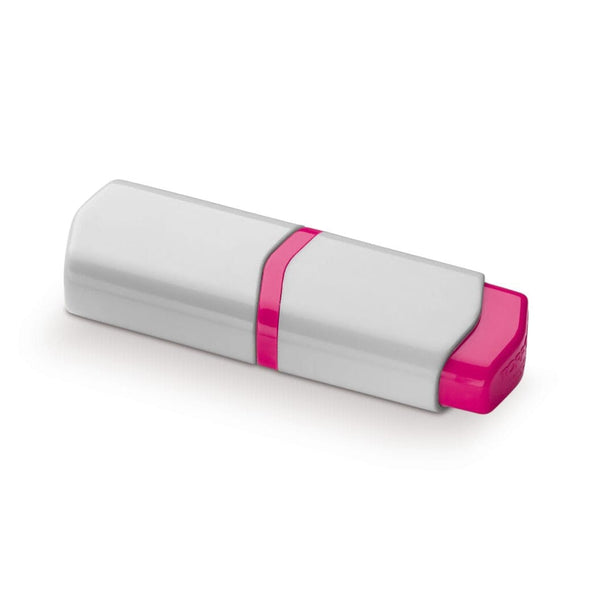 Mini evidenziatore mini Bianco / rosa - personalizzabile con logo