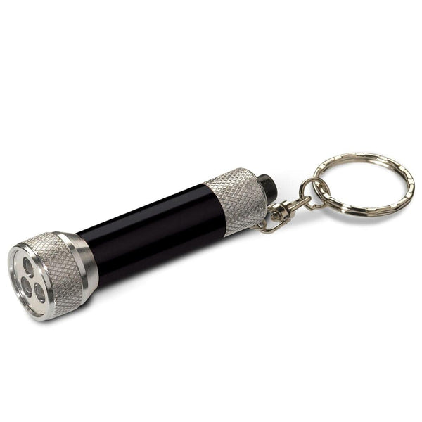 Mini luce LED con portachiavi Nero - personalizzabile con logo