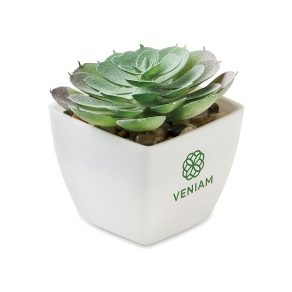 Mini pianta artificiale echeveria forma Bianco - personalizzabile con logo