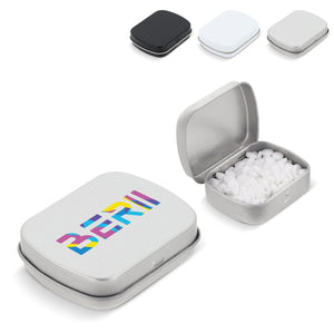 Mini scatola in latta con mentine - personalizzabile con logo