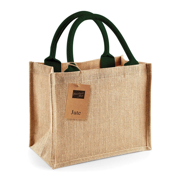 Mini Shopper in Juta Deluxe beige/verde / UNICA - personalizzabile con logo