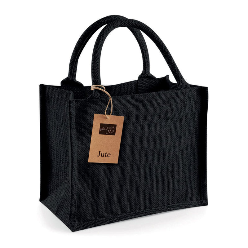 Mini Shopper in Juta Deluxe nero / UNICA - personalizzabile con logo